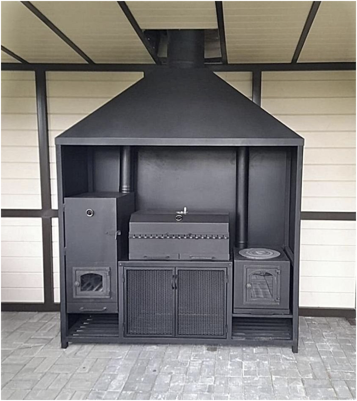 Мангальный комплекс с коптильным шкафом 1950×600×1950 мм - купить мангал от МАРТИН МЕТАЛЛ МОНТАЖ